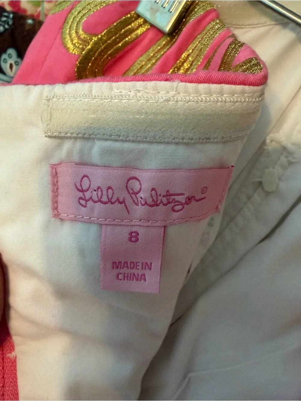 Lilly Pulitzer Strapless Pink Dress with Gold Embroidered Detail - Picture 4 of 4